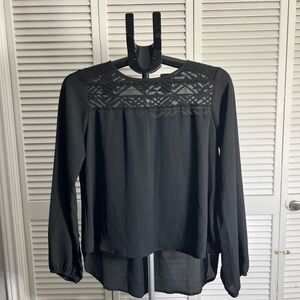 Meraki Black Blouse with Lace Detail
